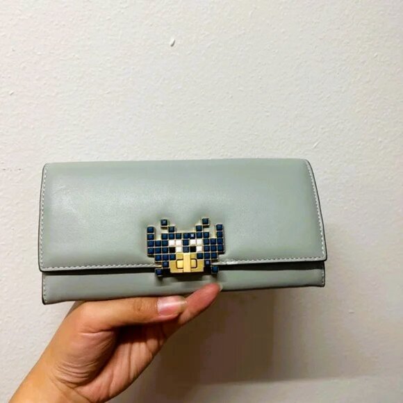 Anya Hindmarch Long Wallet Light Blue Invader Leather - Picture 1 of 10